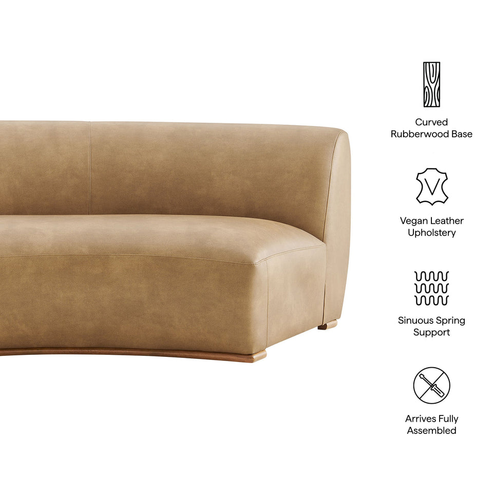 Rialta Curved Armless Vegan Leather Sectional Loveseat by Modway