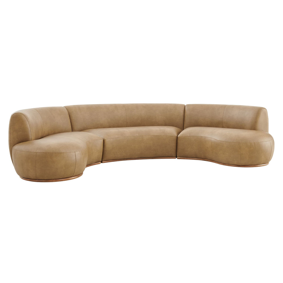 Rialta 3 Piece Curved Vegan Leather Sectional Sofa by Modway