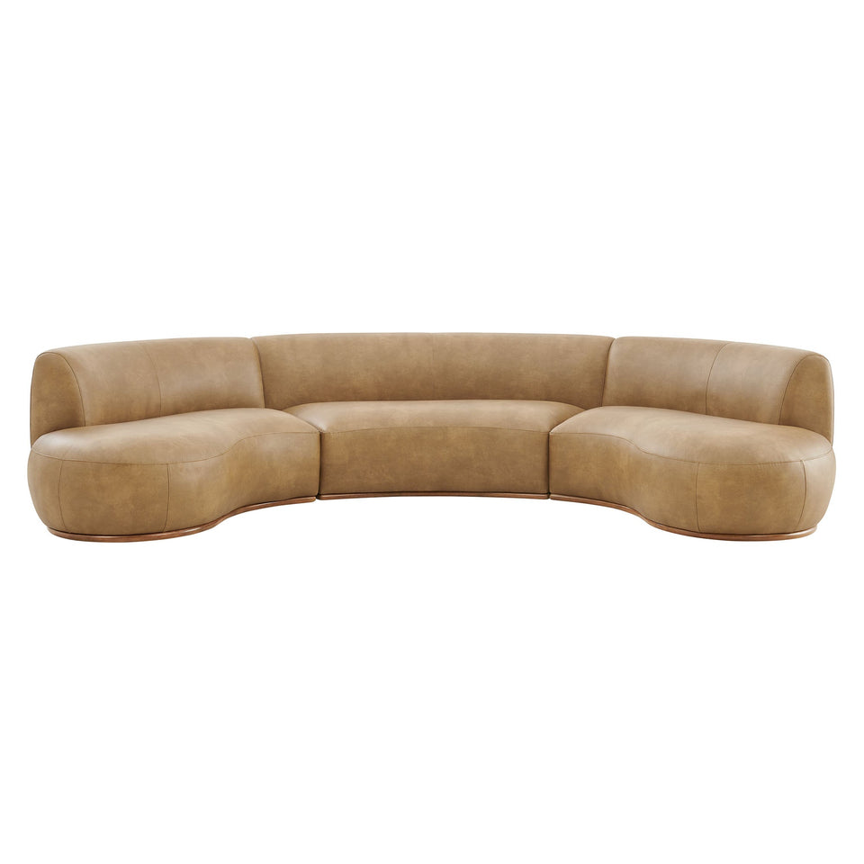 Rialta 3 Piece Curved Vegan Leather Sectional Sofa by Modway