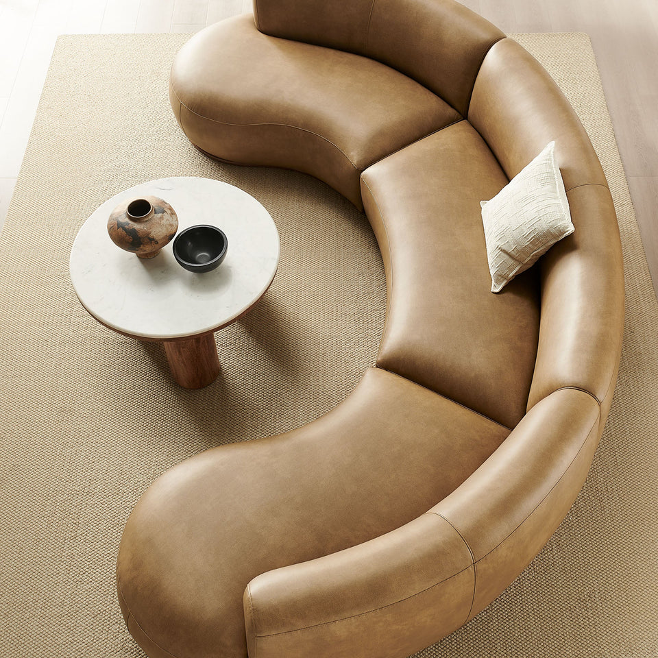 Rialta 3 Piece Curved Vegan Leather Sectional Sofa by Modway