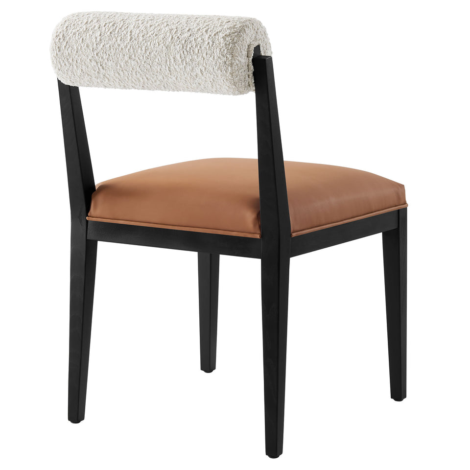 Kai Boucle and Vegan Leather Dining Chair Set of 2 by Modway