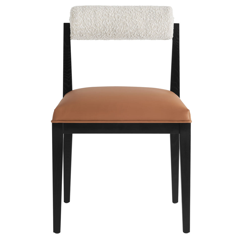 Kai Boucle and Vegan Leather Dining Chair Set of 2 by Modway