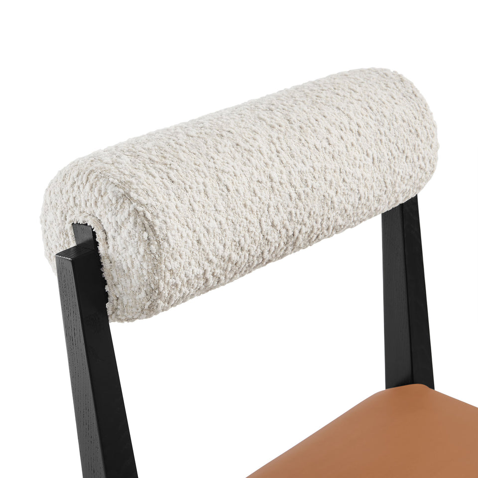 Kai Boucle and Vegan Leather Dining Chair Set of 2 by Modway
