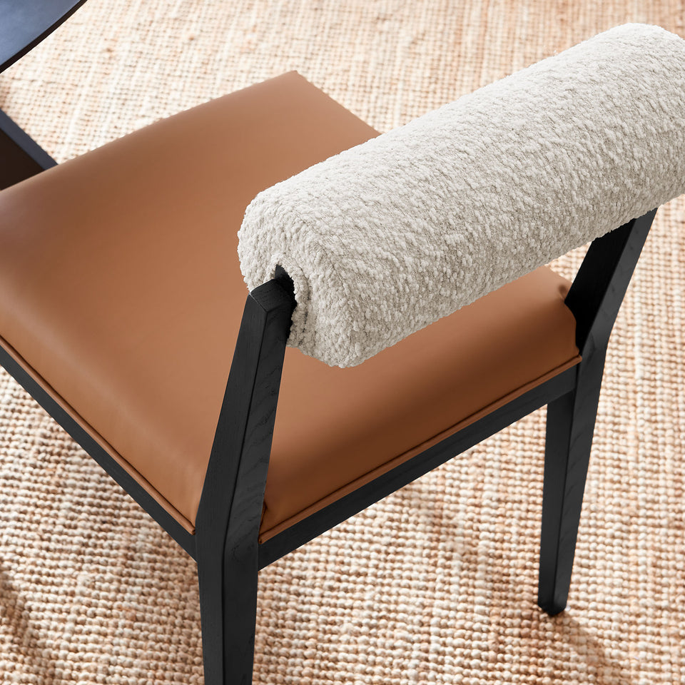 Kai Boucle and Vegan Leather Dining Chair Set of 2 by Modway