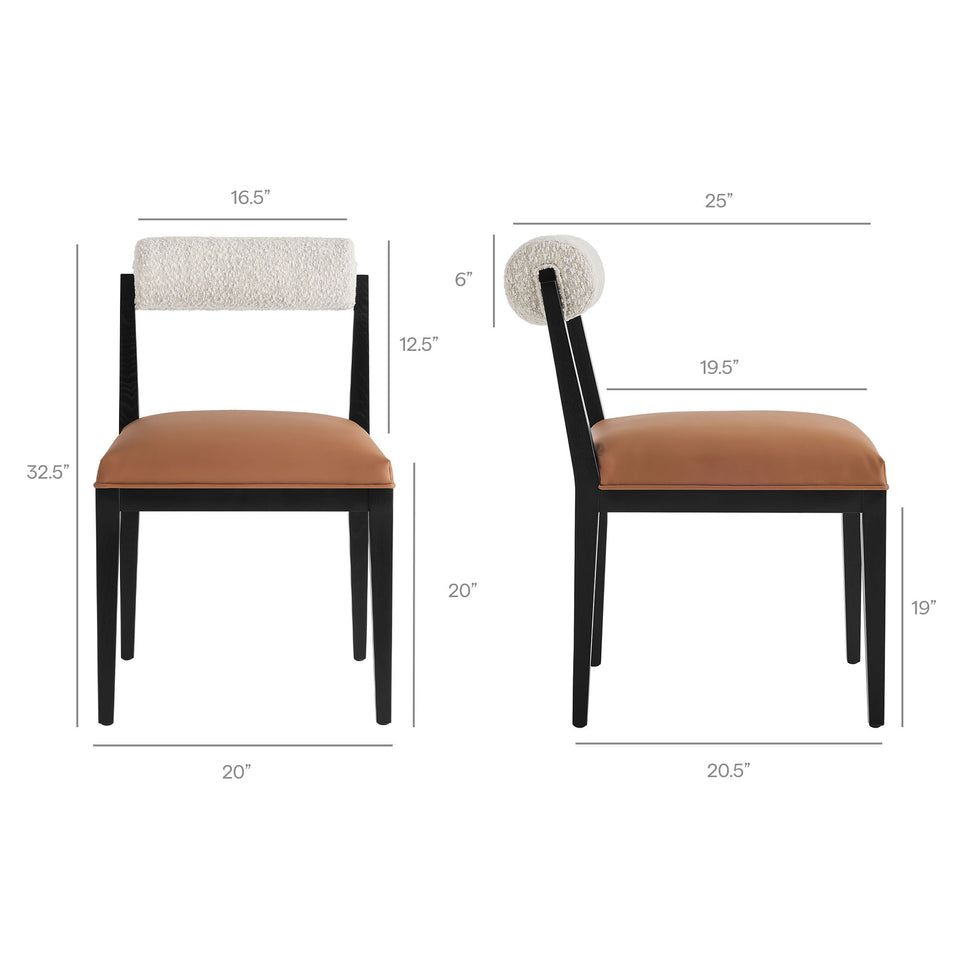 Kai Boucle and Vegan Leather Dining Chair Set of 2 by Modway