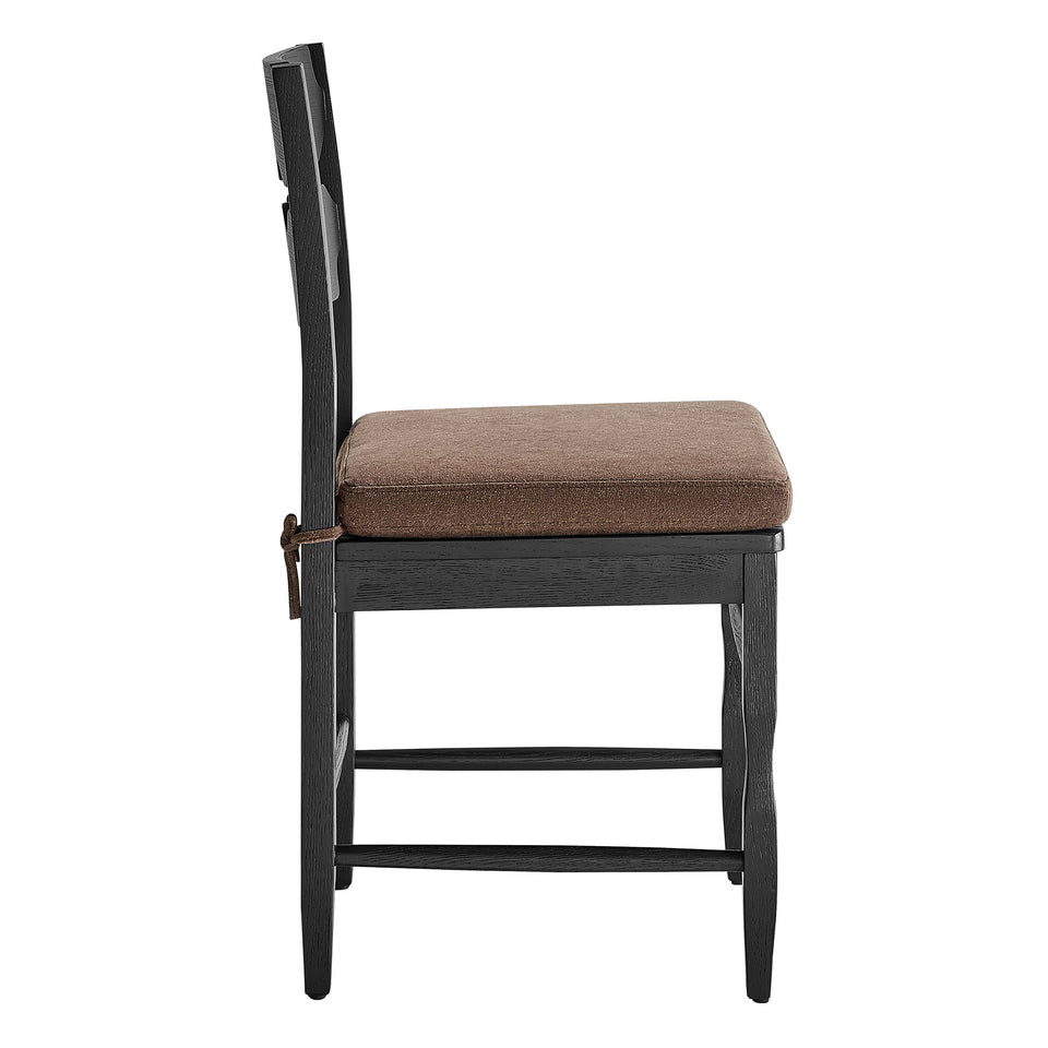 Jax Oak Wood Dining Chair With Wavy Razor Back and Cushion Set of 2 by Modway