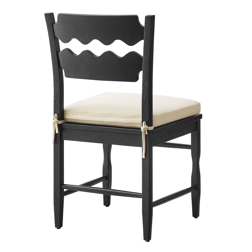 Jax Oak Wood Dining Chair With Wavy Razor Back and Cushion Set of 2 by Modway