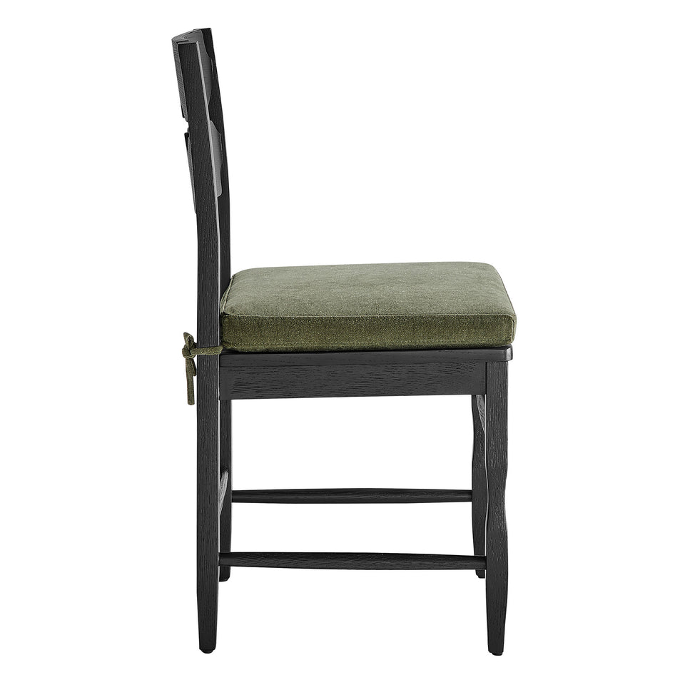 Jax Oak Wood Dining Chair With Wavy Razor Back and Cushion Set of 2 by Modway