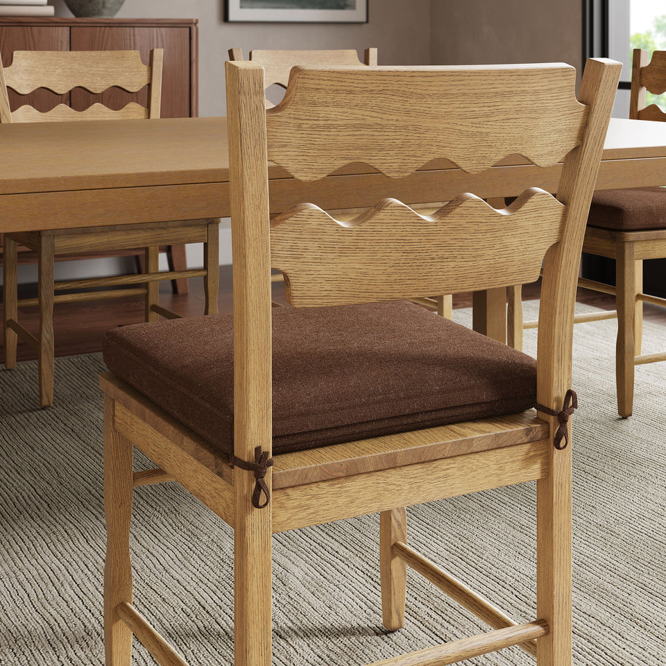 Jax Oak Wood Dining Chair With Wavy Razor Back and Cushion Set of 2 by Modway