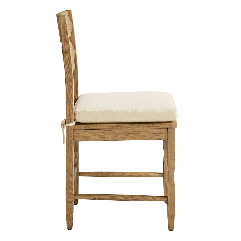 Jax Oak Wood Dining Chair With Wavy Razor Back and Cushion Set of 2 by Modway