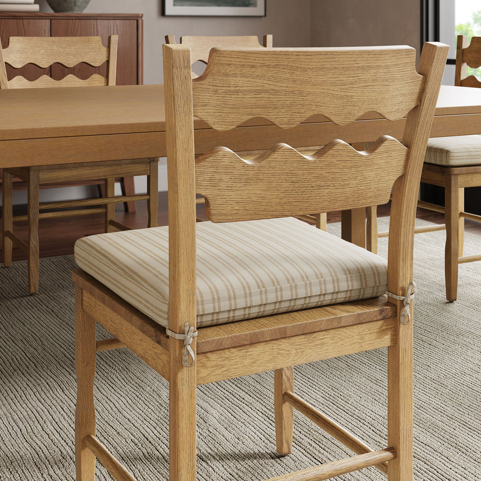 Jax Oak Wood Dining Chair With Wavy Razor Back and Cushion Set of 2 by Modway