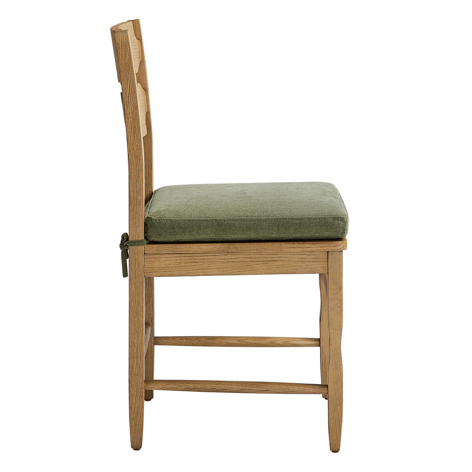 Jax Oak Wood Dining Chair With Wavy Razor Back and Cushion Set of 2 by Modway
