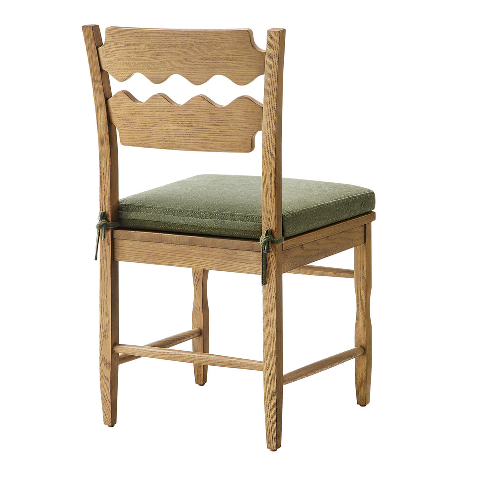 Jax Oak Wood Dining Chair With Wavy Razor Back and Cushion Set of 2 by Modway