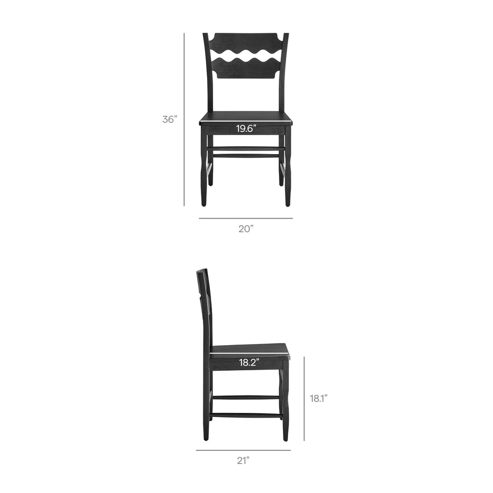 Jax Oak Wood Dining Chair With Wavy Razor Back Set of 2 by Modway