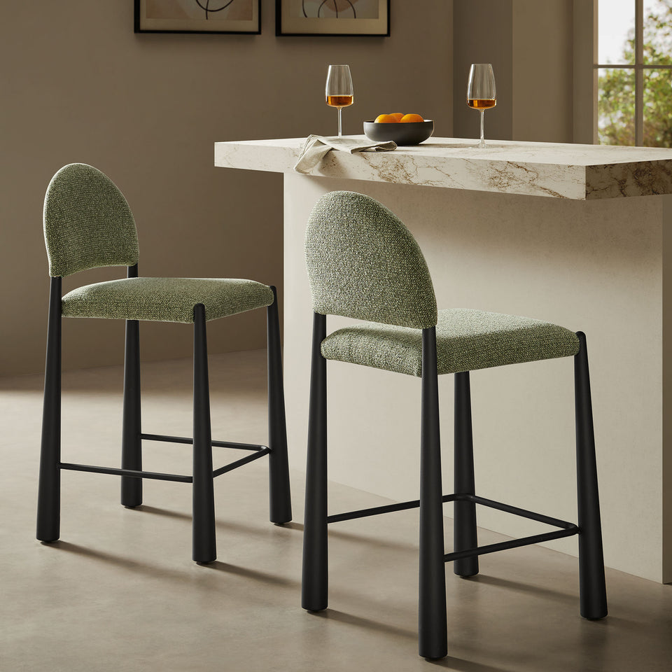 Hayley Upholstered Fabric Counter Stools Set of 2 by Modway