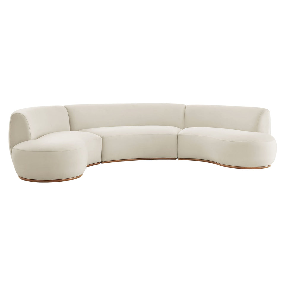 Rialta 3 Piece Curved Performance Velvet Sectional Sofa by Modway