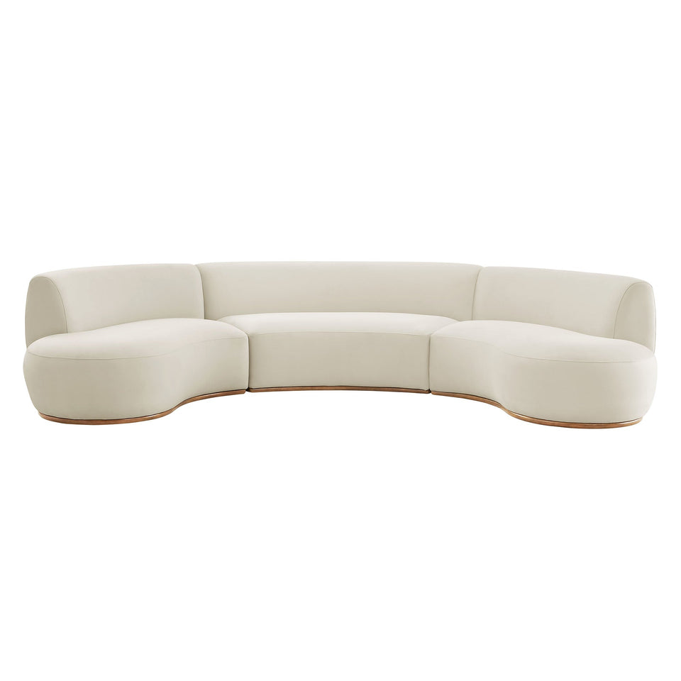Rialta 3 Piece Curved Performance Velvet Sectional Sofa by Modway