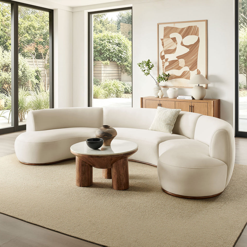 Rialta 3 Piece Curved Performance Velvet Sectional Sofa by Modway