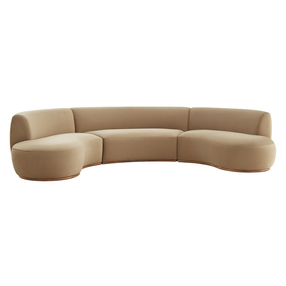 Rialta 3 Piece Curved Performance Velvet Sectional Sofa by Modway