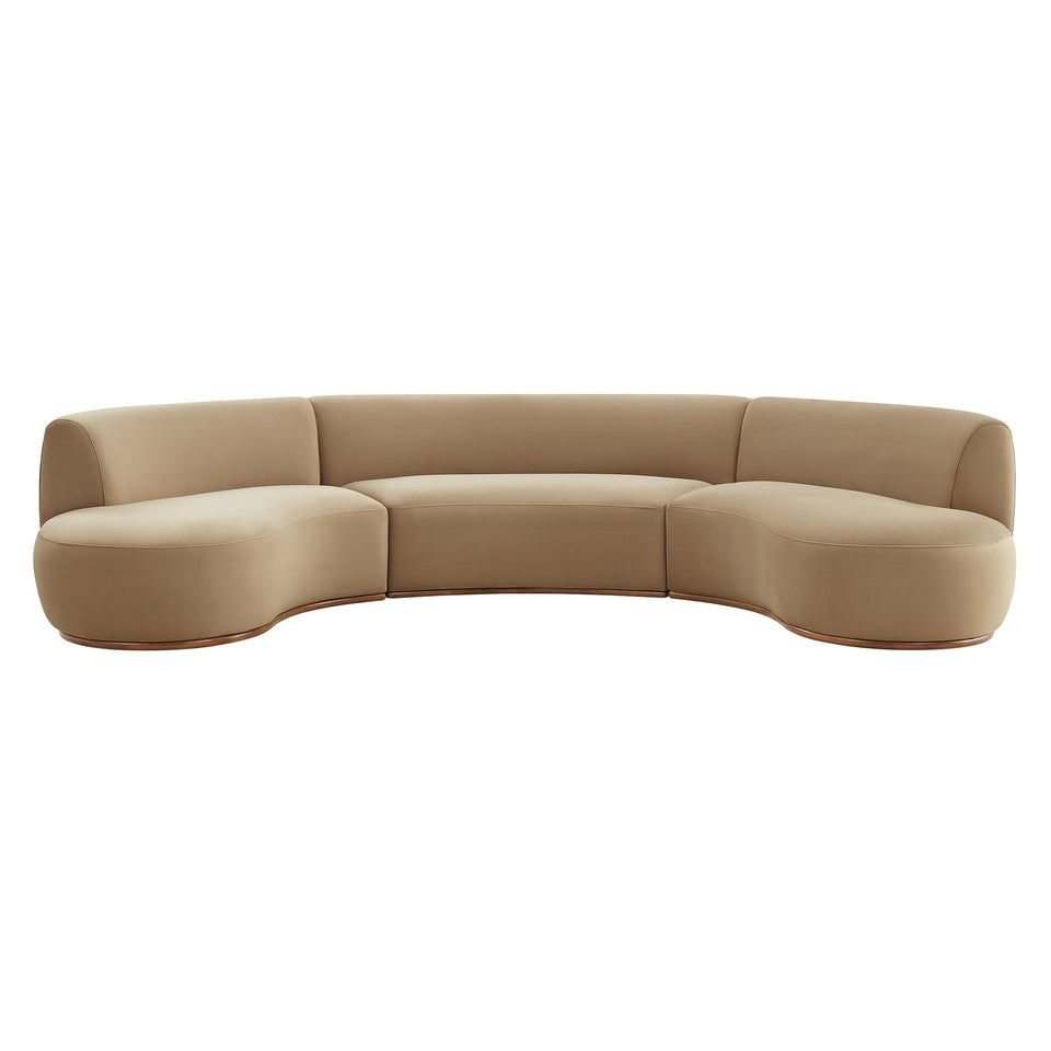 Rialta 3 Piece Curved Performance Velvet Sectional Sofa by Modway