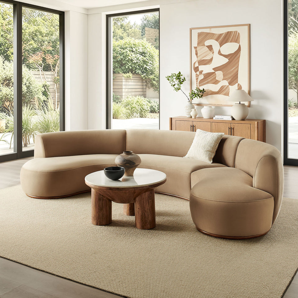 Rialta 3 Piece Curved Performance Velvet Sectional Sofa by Modway