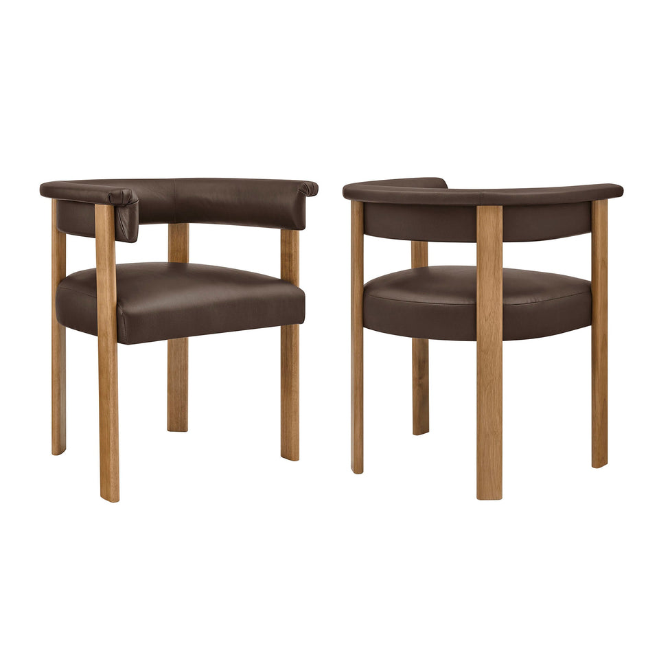 Imogen Premium Vegan Leather Barrel Dining Chairs Set of 2 by Modway