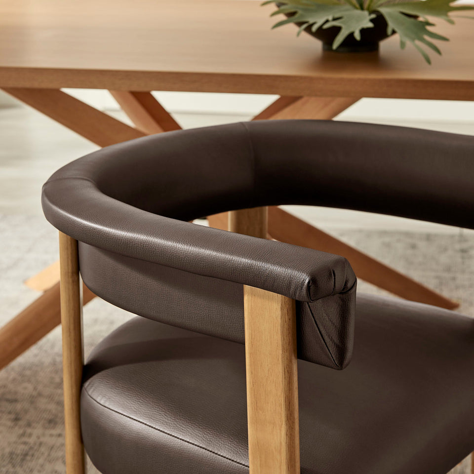 Imogen Premium Vegan Leather Barrel Dining Chairs Set of 2 by Modway