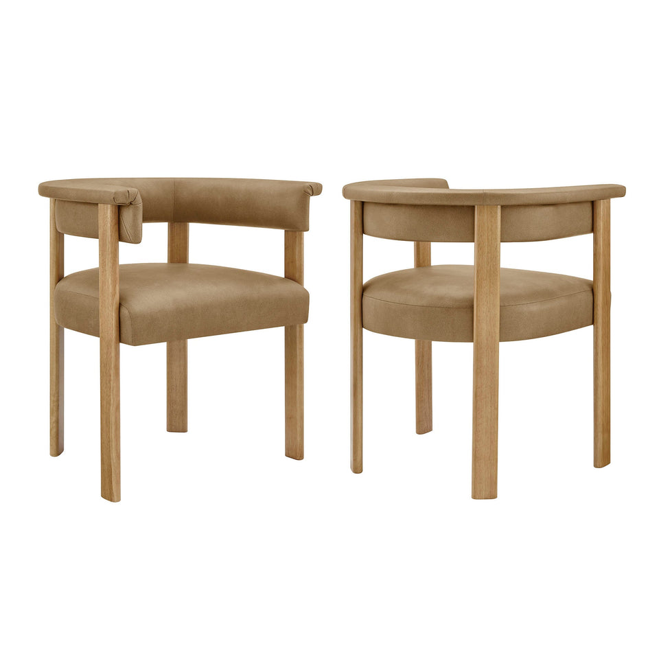 Imogen Premium Vegan Leather Barrel Dining Chairs Set of 2 by Modway
