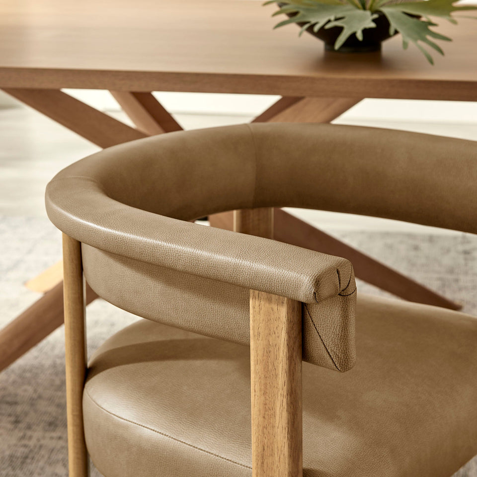 Imogen Premium Vegan Leather Barrel Dining Chairs Set of 2 by Modway