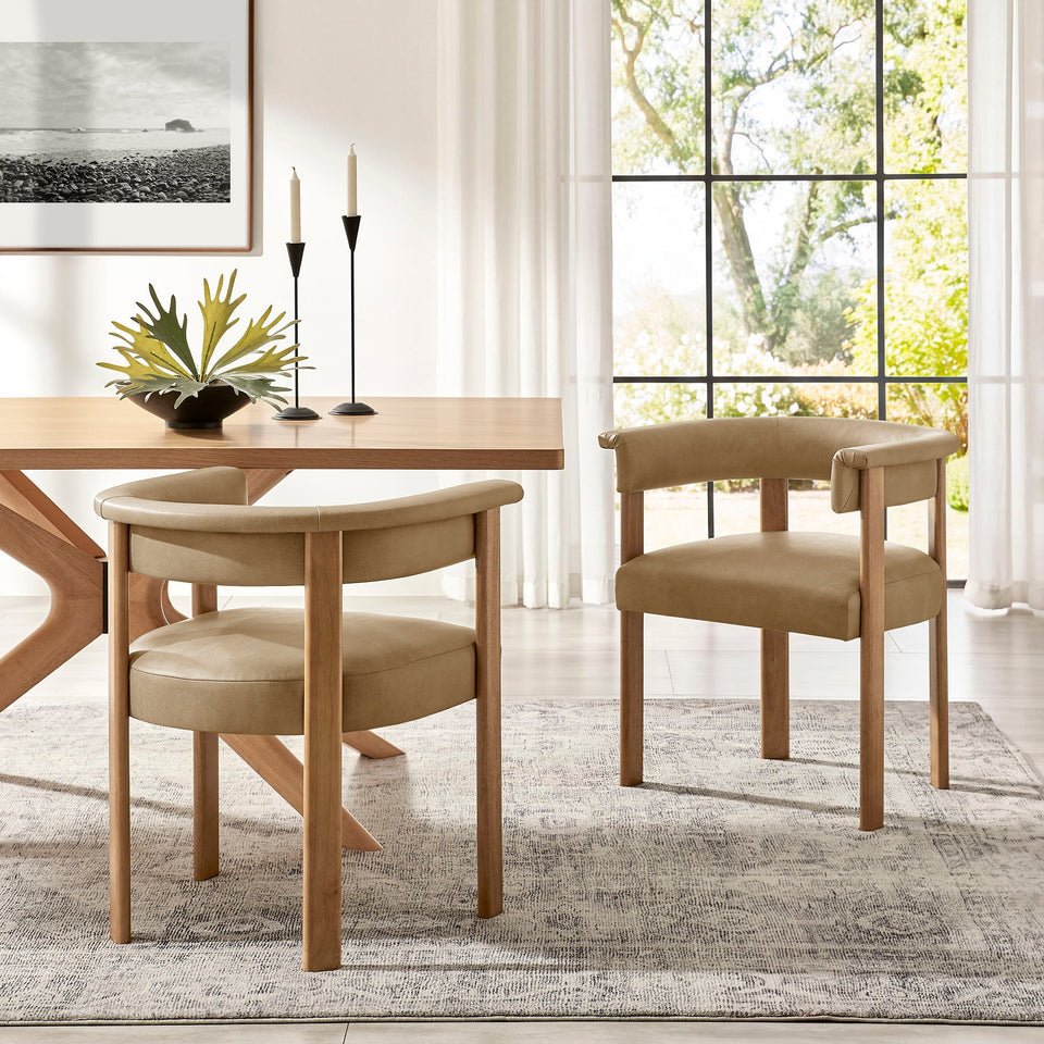 Imogen Premium Vegan Leather Barrel Dining Chairs Set of 2 by Modway