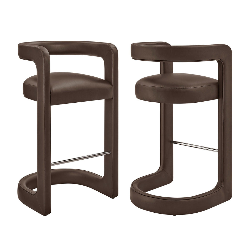 Winslow Premium Vegan Leather Bar Stool Set of 2 by Modway
