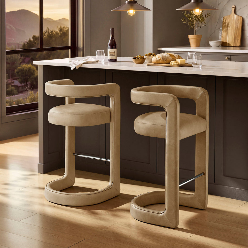 Winslow Premium Vegan Leather Bar Stool Set of 2 by Modway