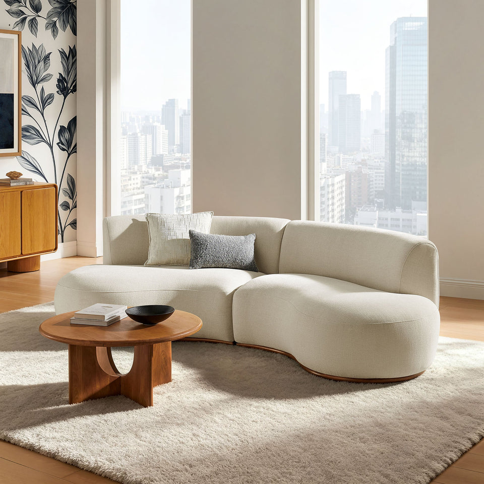 Rialta 2 Piece Curved Slub Weave Fabric Sectional Sofa by Modway