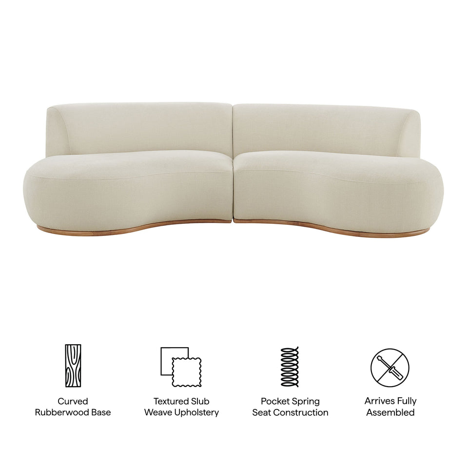 Rialta 2 Piece Curved Slub Weave Fabric Sectional Sofa by Modway