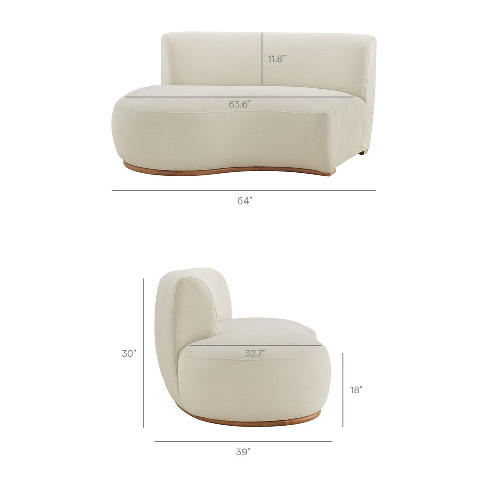 Rialta 2 Piece Curved Slub Weave Fabric Sectional Sofa by Modway
