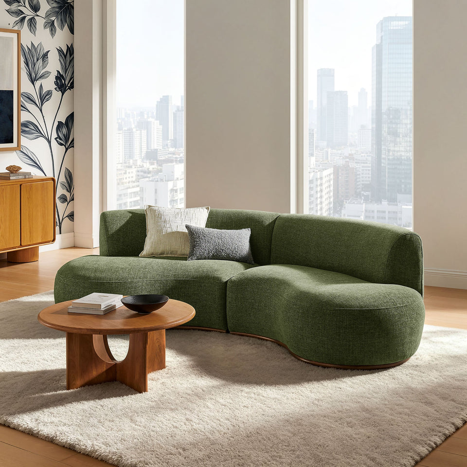 Rialta 2 Piece Curved Slub Weave Fabric Sectional Sofa by Modway