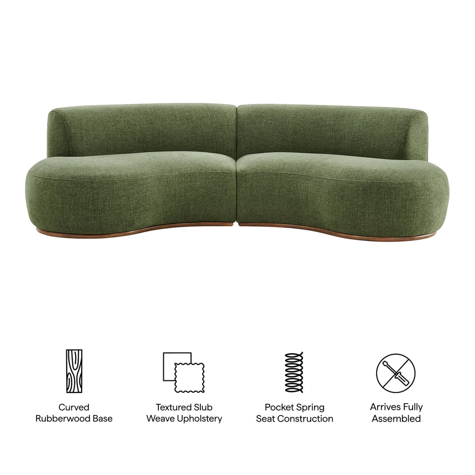 Rialta 2 Piece Curved Slub Weave Fabric Sectional Sofa by Modway