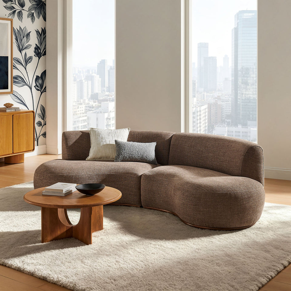 Rialta 2 Piece Curved Slub Weave Fabric Sectional Sofa by Modway