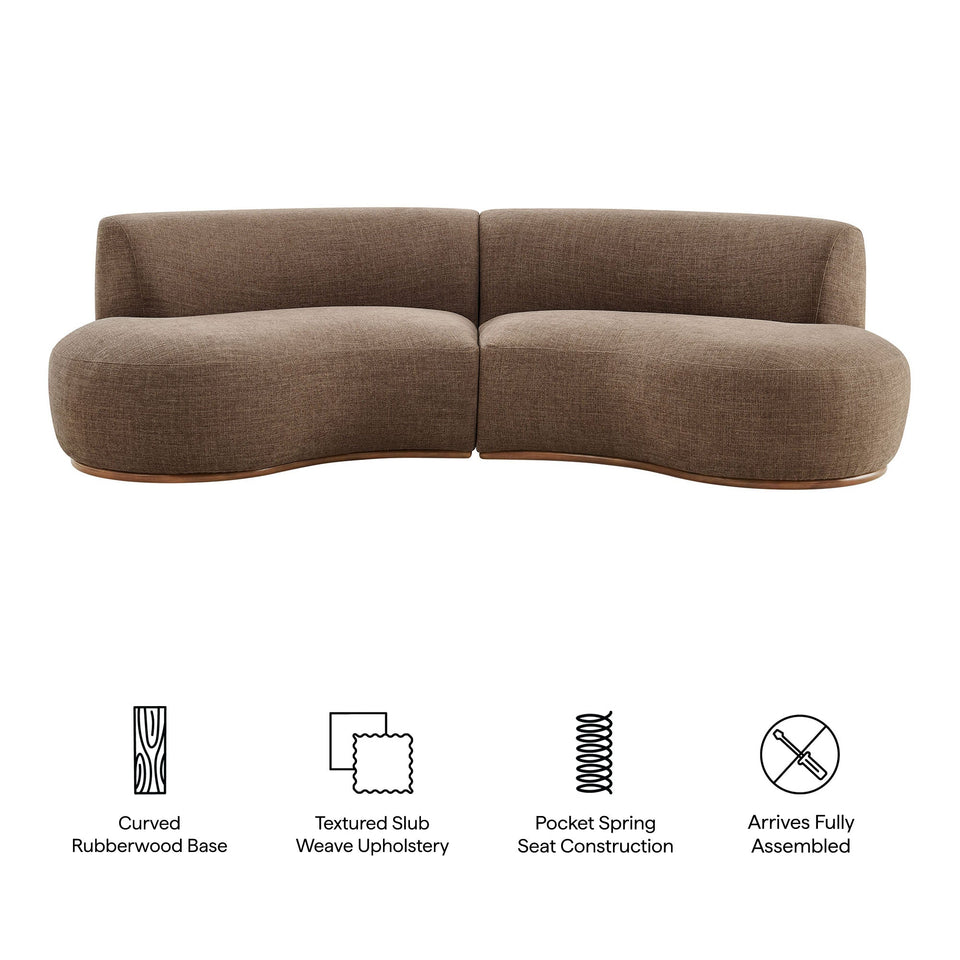 Rialta 2 Piece Curved Slub Weave Fabric Sectional Sofa by Modway