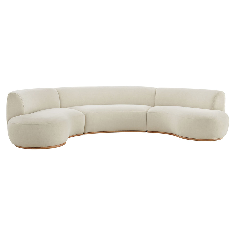 Rialta 3 Piece Curved Slub Weave Fabric Sectional Sofa by Modway