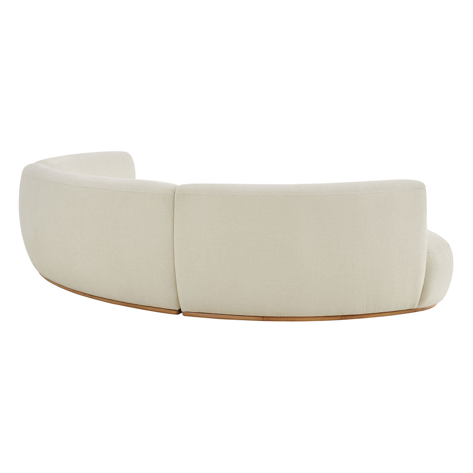 Rialta 3 Piece Curved Slub Weave Fabric Sectional Sofa by Modway