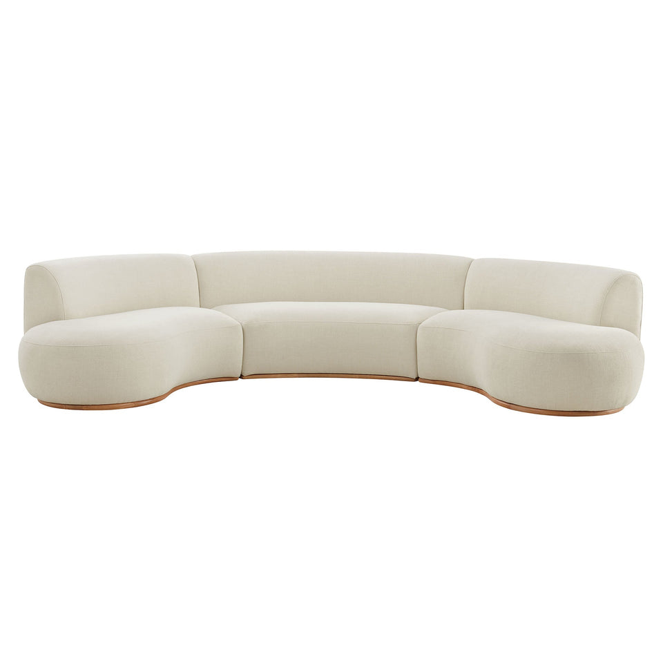 Rialta 3 Piece Curved Slub Weave Fabric Sectional Sofa by Modway