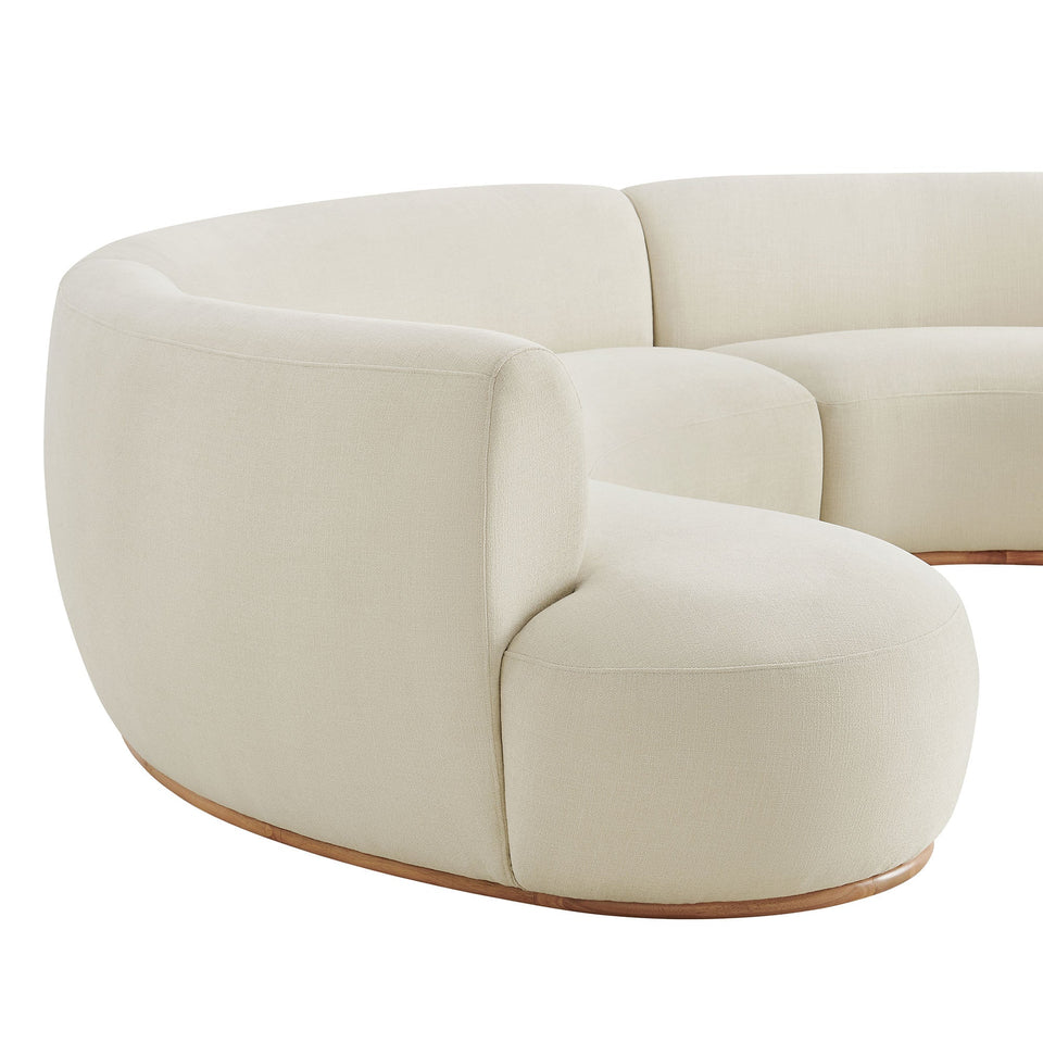 Rialta 3 Piece Curved Slub Weave Fabric Sectional Sofa by Modway