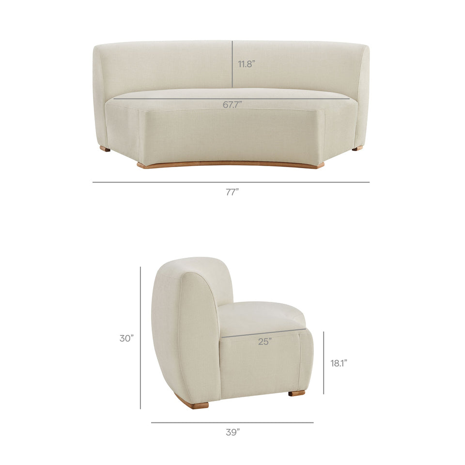 Rialta 3 Piece Curved Slub Weave Fabric Sectional Sofa by Modway