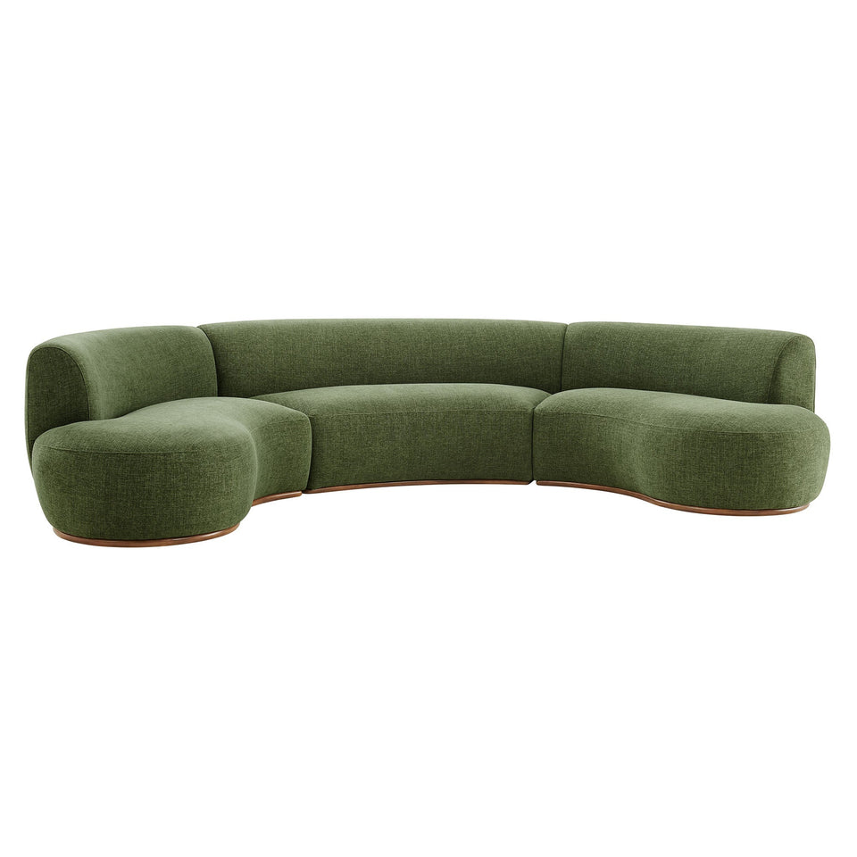 Rialta 3 Piece Curved Slub Weave Fabric Sectional Sofa by Modway