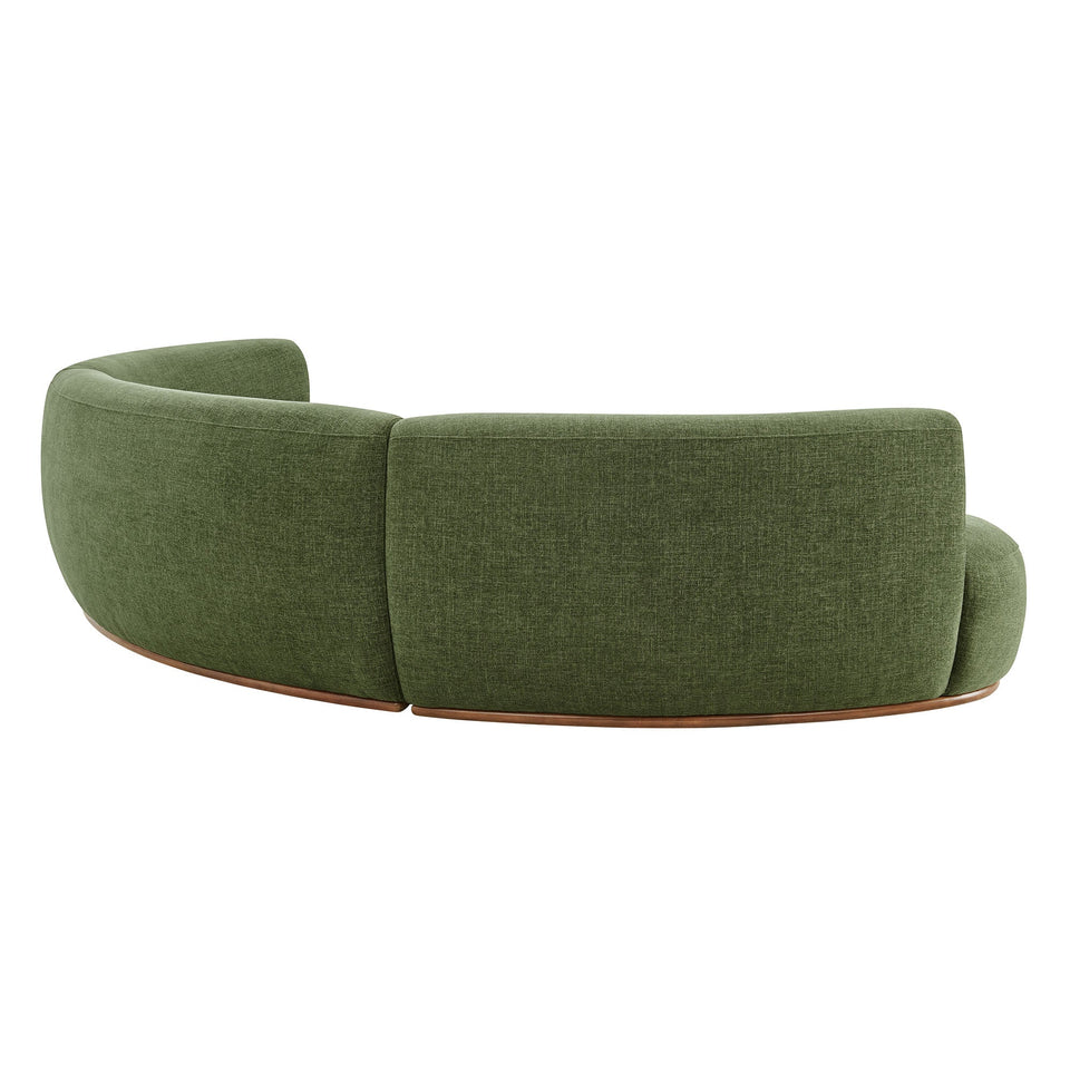 Rialta 3 Piece Curved Slub Weave Fabric Sectional Sofa by Modway