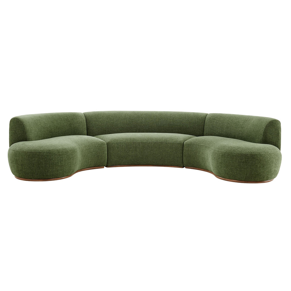 Rialta 3 Piece Curved Slub Weave Fabric Sectional Sofa by Modway