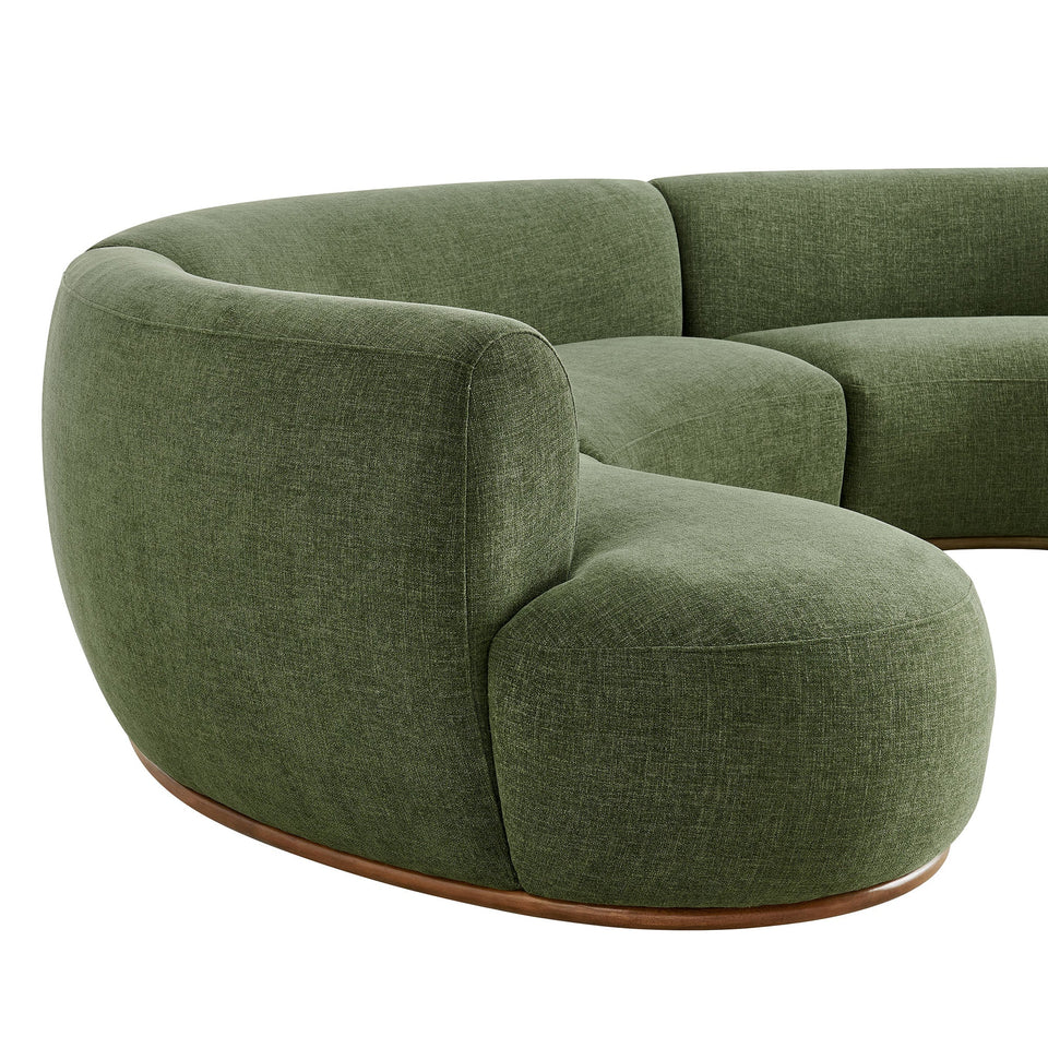Rialta 3 Piece Curved Slub Weave Fabric Sectional Sofa by Modway