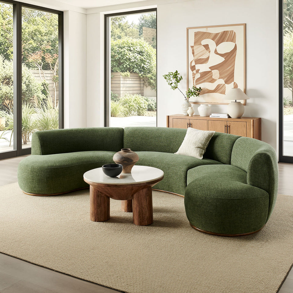 Rialta 3 Piece Curved Slub Weave Fabric Sectional Sofa by Modway