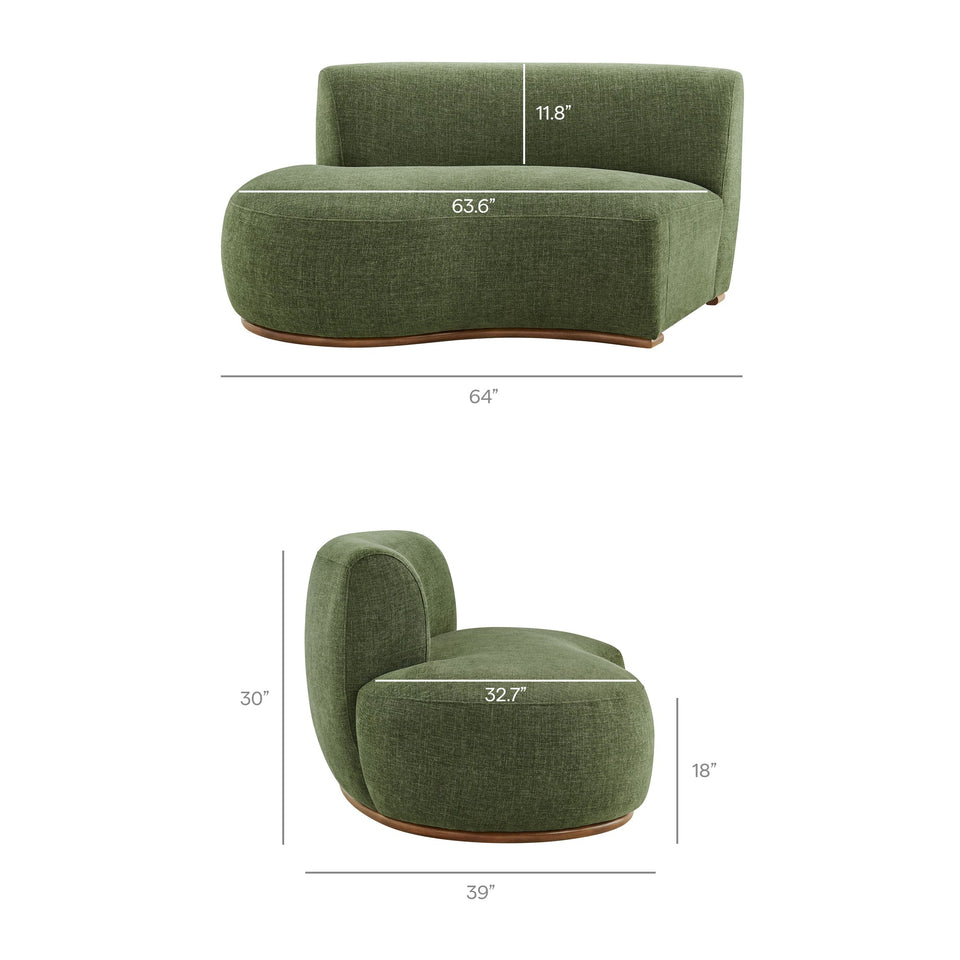 Rialta 3 Piece Curved Slub Weave Fabric Sectional Sofa by Modway